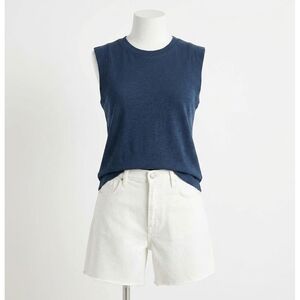NEW FAHERTY sunwashed slub muscle tank top in navy blazer